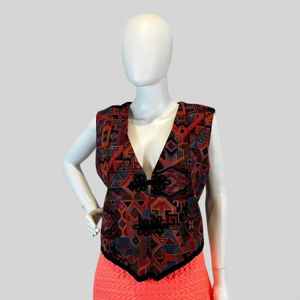 Vintage Helena Southwestern Tapestry Vest | Boho Western Festival Cottagecore